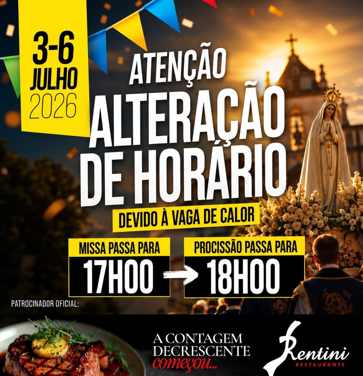 ATENÇÃO | ALTERAÇÃO DE HORÁRIO